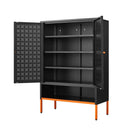 Grid Double Door Shoe Cabinet With Adjustable Compartments And Moisture-Proof Design In Metal by Unique Piece Furniture