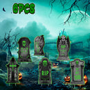 Halloween Tombstone Yard Sign Decorations 6Pcs Glow in the Dark Halloween RIP Tombstone Fluorescence Lawn Sign with 12 Stakes for Haunted House Garden