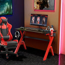 Ergonomic Gaming Desk with Carbon Fiber Surface and R-Shape Steel Frame by LJGDeals