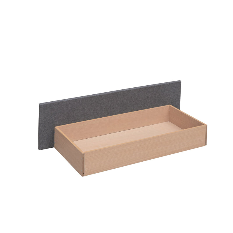Upholstered Platform Bed with 2 Drawers and 1 Twin XL Trundle, Linen Fabric, Queen Size - Dark Gray