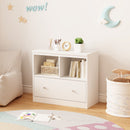 Toy Storage Organizer With Large Drawer And Low Bookshelf For Nursery & Playroom - White by HouseOfZazla