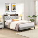 Modern Upholstered Platform Bed Frame With Button Tufted Headboard And USB Ports by Unique Piece Furniture