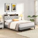 Modern Upholstered Platform Bed Frame With Button Tufted Headboard And USB Ports by Unique Piece Furniture