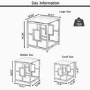 3 Pieces Silver Square Nesting Glass End Tables- Small Coffee Table Set- Stainless Steel End Tables with Dark Gray Tempered Glass- 18" Modern Minimalist Small Coffee Tables for Living Room