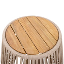 Acacia Wood Side Table with Beige Rope Base by HouseOfZazla