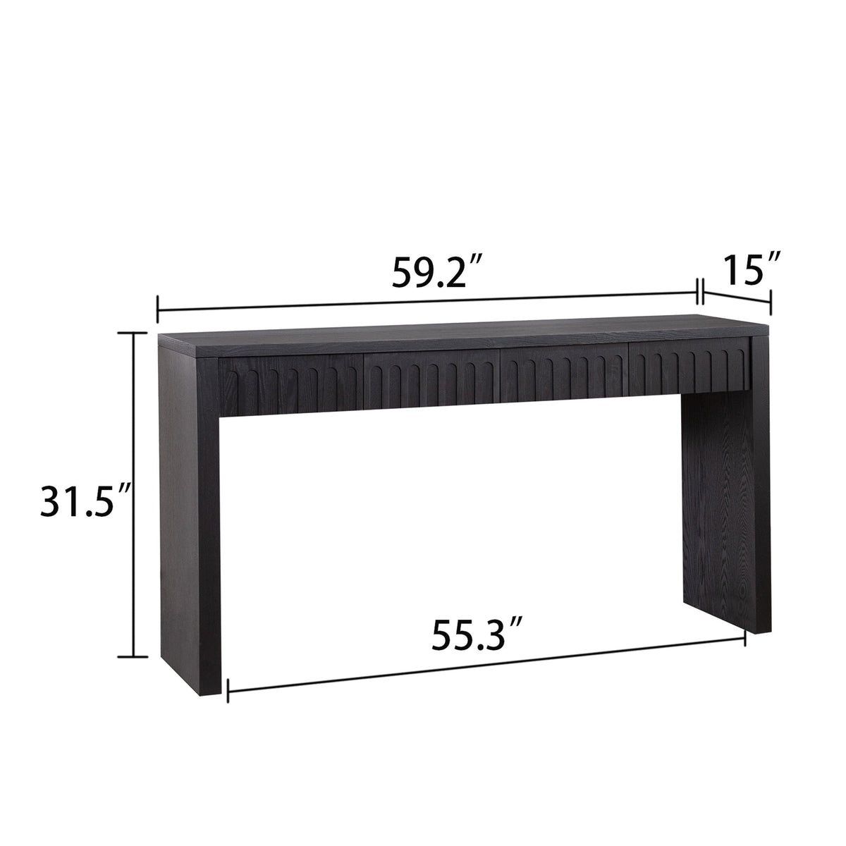 Modern Black Console Table with 4 Drawers – 59.2" Entryway Table with Storage, photo 3 of 12