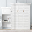 Queen Size Murphy Bed With Louvered Design And Multiple Storage Shelves - White by Unique Piece Furniture
