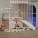 Jack - House Loft Bed With Slide And Curtain Set by HouseOfZazla