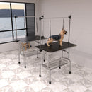 Professional Dog Pet Grooming Table Large Adjustable Heavy Duty Portable With Arm & Noose & Mesh Tray - Black by HouseOfZazla