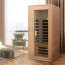 Hemlock One-person Far Infrared Roof Embedded Indoor Sauna Room Natural Hemlock 33.7x33.46x72.83 inches by HouseOfZazla