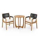 Outdoor 3-Piece Acacia Wood Dining Set with Cushion