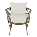 4-Piece Rattan Outdoor Patio Conversation Set with Seating Set for 5 and Coffee Table for Porch, Backyard and Garden (Brown Grey)