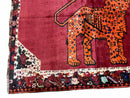 5 X 6 Handmade Rug Zagros Quality Wool Rug Lion Organic Dyes Red Leopard Tribal