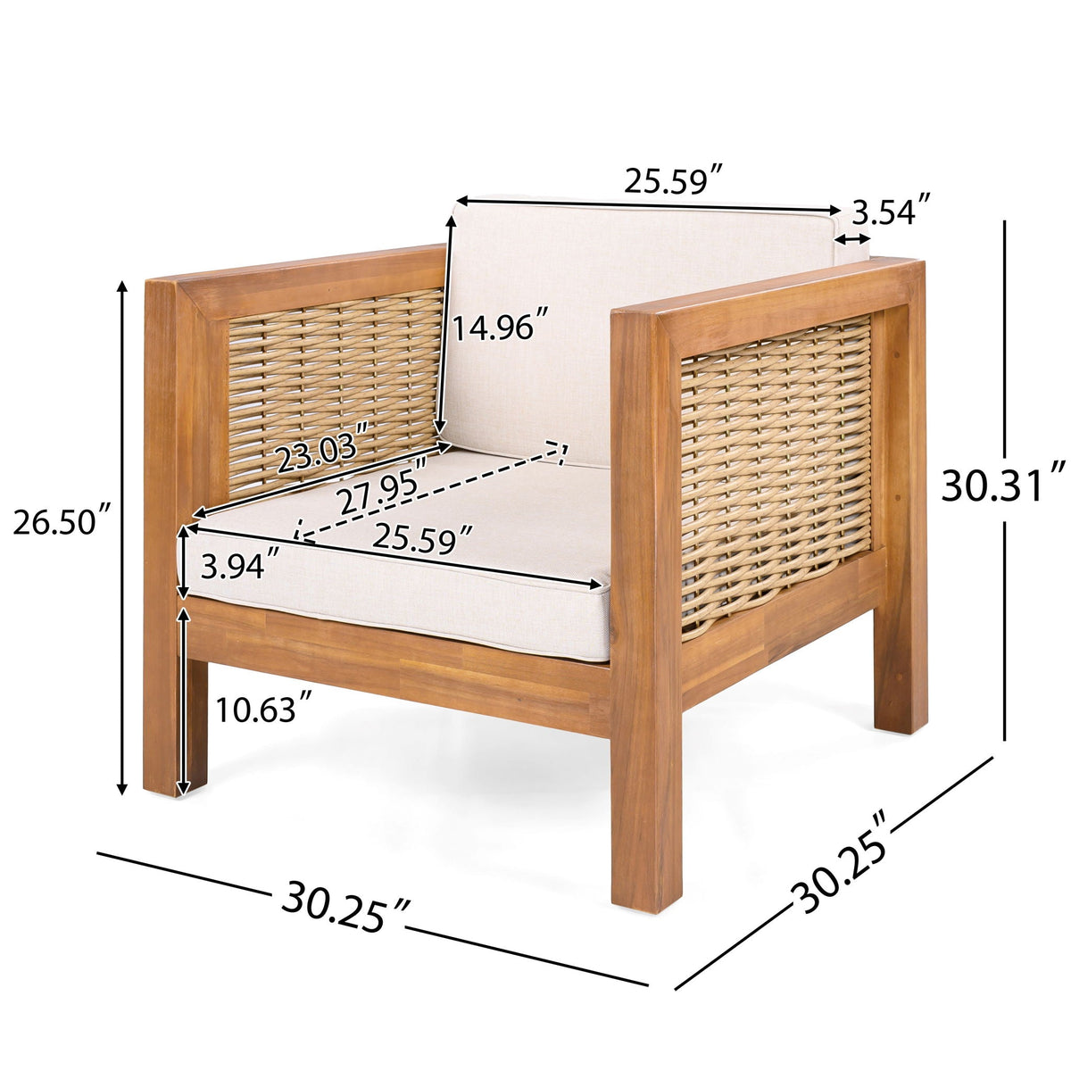 Outdoor Club Chair With Wicker Armrest, photo 11 of 17