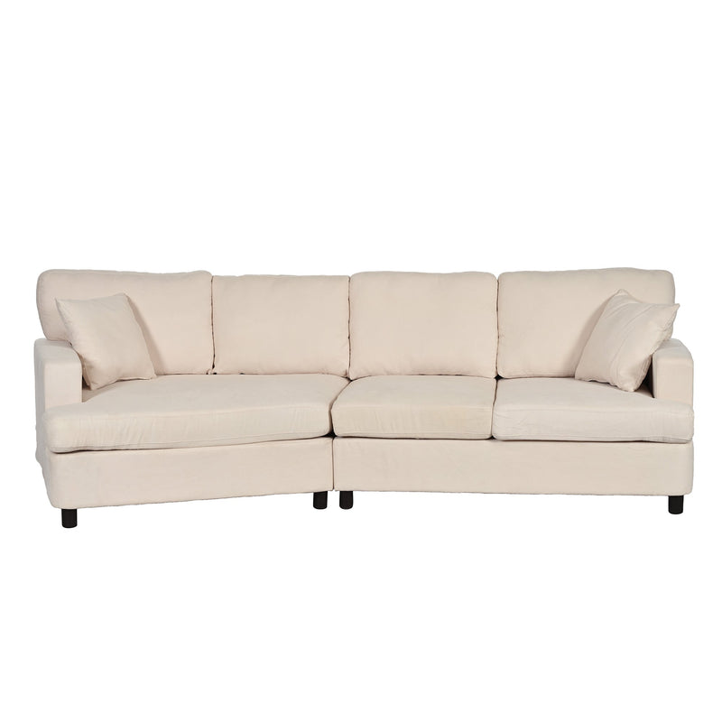 3 Seat Streamlined Sofa with Removable Back and Seat Cushions and 2 pillows, for Living Room, Office, Apartment