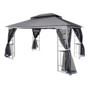 13 x 10 Ft Patio Gazebo Tent with Ventilated Double Roof and Mosquito Net