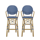 Outdoor Wicker And Aluminum French Barstools (Set of 2)