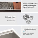 Premium Single Bowl Undermount Workstation Kitchen Sink With Accessories, Finish, 16 Gauge Stainless Steel - Black by HouseOfZazla