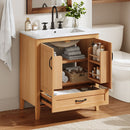 Elegant Fluted Bathroom Vanity With Sink, Soft Close Doors & Drawer by HouseOfZazla