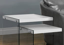 Accent Nesting Table Clear Tempered Glass For Living Room (Set of 2) by HouseOfZazla