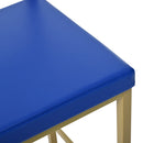 7-Piece Multi-Functional Modern Counter Height Dining Bar Table Set with Open Shelves and 6 Upholstered Stools for Dining Room, Bar and Cafe (White and Blue)