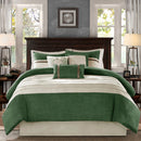 7 PC Pieced Faux Suede Comforter Set Green Cal King