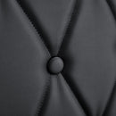 8 piece set of black armless dining chairs brings a touch of elegance and mystery to the dining area with its deep black tone,The grid and buckle design of the back add a vintage yet fashionable touch