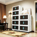 4-Tier Plastic Storage Bins with Lids – 24' Extra Large Collapsible Stackable Storage Cabinet with Wheels, Foldable Organizer System for Closet, Bathroom, Home, Office, Dorm