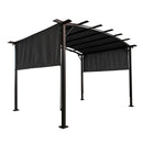 Outdoor Patio Pergola Gazebo - Steel Frame Sun Shelter With Retractable Canopy by Unique Piece Furniture