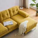 83" Modern Sectional Sofas Couches Velvet L-Shaped Couches for Living Room, Bedroom, Yellow