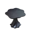 Sculptural Round Dining Table Petal Shape Root Texture For Dining Room - Black