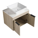 24" Modern Design Float Bathroom Vanity With Ceramic Basin Set, Wall Mounted White Oak Vanity With Soft Close Door, KD-PackingD-Packing Pieces