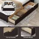 Platform Bed With Bookcase Headboard, Built-In Downlight, Charging Station, And 2 Side Drawers by HouseOfZazla