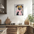 Vacation Day Puppy Wall Decor, Graphic Art Print On Wrapped Canvas - Pink / Black by HouseOfZazla