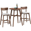 3 Pieces Bar Table Set,Modern Round Counter Height Pub Table, Wooden High Top with Bar Stools Pub Dining Set for Kitchen,Restaurant,Cocktail Bar,Walnut