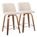 Toriano - Mid Century Modern Fixed Height Counter Stool With Swivel And Square Footrest (Set of 2) by HouseOfZazla