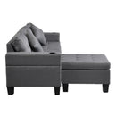 Modern Sectional Sofa Set With L Shape Chaise Lounge, Cup Holder, 4 Seat - Gray by HouseOfZazla