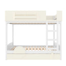 Full Bunk Bed with Trundle, Wood Bunk Bed Frame with Bookshelf