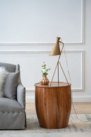 Drum Side Table With Tray Style Top - Brown by Unique Piece Furniture