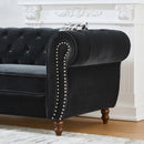 Chesterfield Upholstery Fabric Loveseat With Roll Armrest And Nailhead by HouseOfZazla