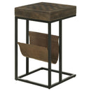 Checkmate - 1 Drawer Side Table With Carved Chess Board - Brown