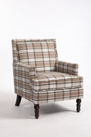 Upholstered Accent Chair with Brown Linen Fabric and Nailhead Trim by HouseOfZazla