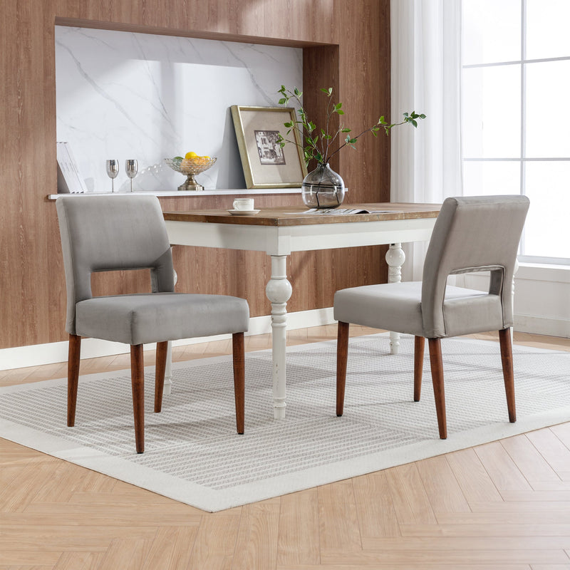 Accent Chairs Set of 2, Velvet Chairs with Solid Woood, Upholstered Dining Chairs for Living Room, Kitchen, Bedroom, Beauty Room,Dining room- Grey