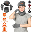 Winter Knitted Hat Scarf Gloves 3Pcs Winter Warm Beanie and Touch Screen Gloves Scarf Set Knit Beanie Skull Cap Neck Warmer Mittens for Men Women