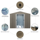 8Ft x 10Ft Outdoor Metal Storage Shed With Metal Floor Base, With Window - Gray by HouseOfZazla