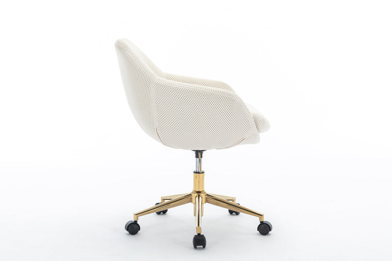 Walker Edison | Mesh Fabric Home Office 360°Swivel Chair with Gold Metal Base