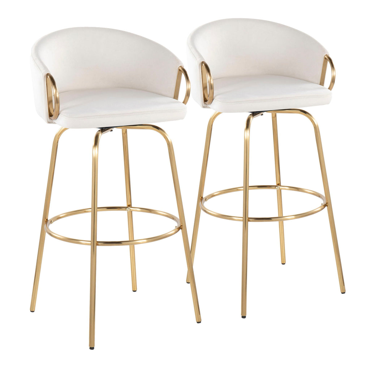 Claire - Contemporary / Glam Fixed Height Bar Stool (Set of 2) Round Footrest (Set of 2), photo 4 of 16