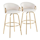 Claire - Contemporary / Glam Fixed Height Bar Stool (Set of 2) Round Footrest (Set of 2) by HouseOfZazla