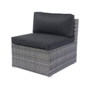 7-Piece Patio Furniture Set w/Retractable Canopy Wicker Rattan Sectional Sofa Set Patio Furniture with Washable Cushions for Lawn, Garden, Backyard, Poolside Grey wicker + Black Cushion