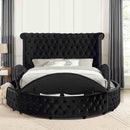 Glam Button Tufted Wingback Round Bed With Storage And USB Ports by HouseOfZazla
